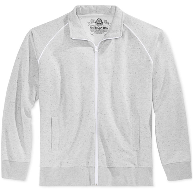 American Rag - Sudadera para hombre con forro polar moteado, gris, mediano American Rag Chaqueta deportiva