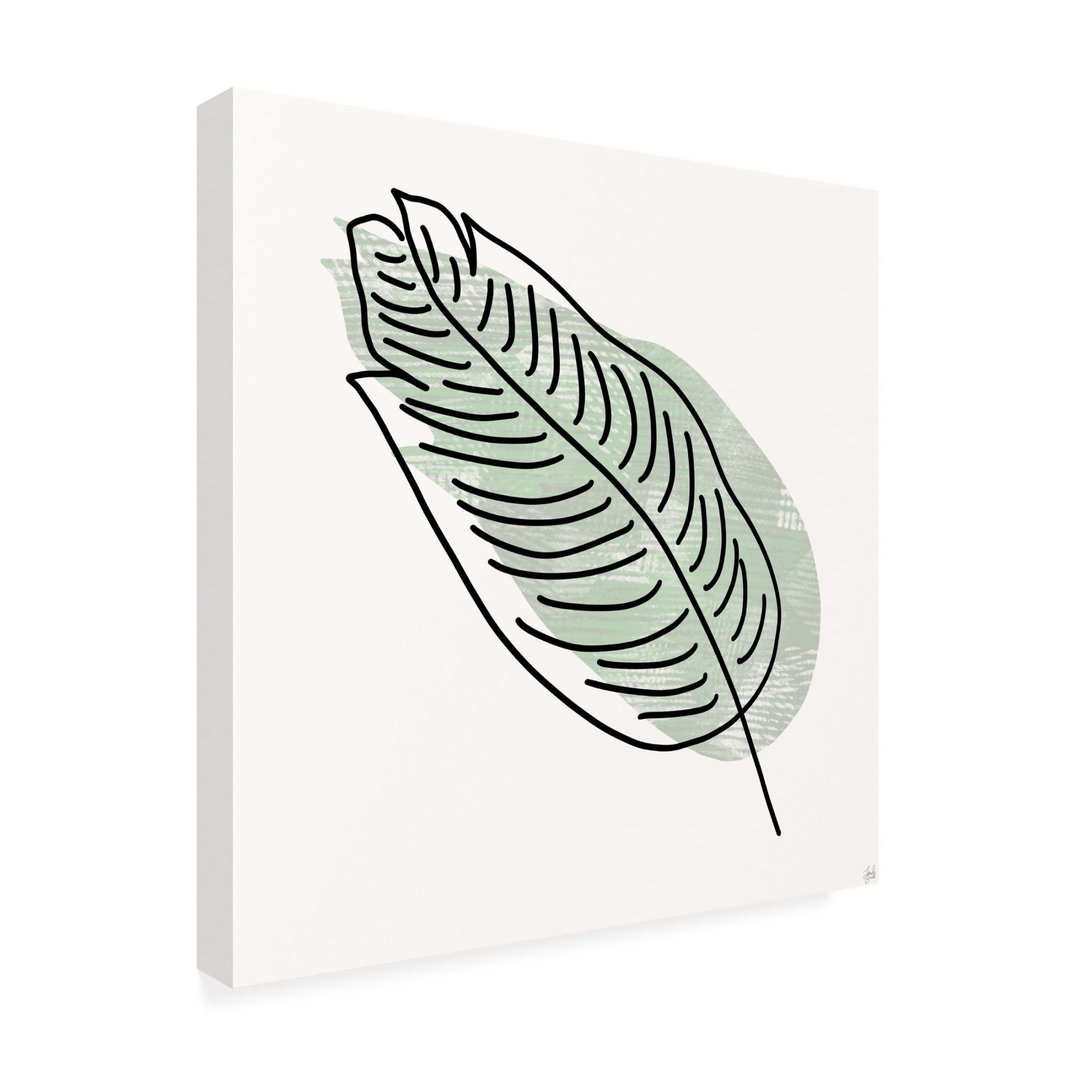 Canvas Wall Art - Line and Brush 'Leaf N Stamp 2' Wall Art for Living Room, Bedroom, or Office Décor by Trademark Fine Art - 14 x 14 Inches