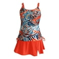 thumbnail image 4 of REORIAFEE Tankini Swimsuits for Women Vintage Bathing Suit Slim Fit V Neck Lace Split Swimwear Set Orange S, 4 of 5