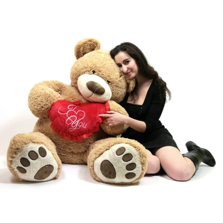 I Love You 5 Foot Giant Teddy Bear Valentine's Day Soft Holds Big Plush Heart Embroidered I YOU
