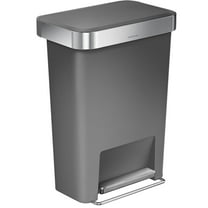 simplehuman 12 gal Plastic Rectangular Kitchen Trash Can with Liner Pocket, Grey