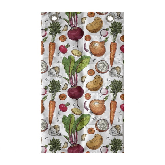 Vegetables Hanging Pocket Organizer, Continuous Pattern of Sketchy Painted Healthy Natural Tasty Food Illustration, Printed Polyester Storage Bag with Pockets, 21" x 31", Multicolor