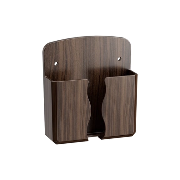 Leodye 1PCS Wood Grain No Drill Wall Mount Storage Box Multifunctional Holder for Mobile Phones Remotes Practical Household Wall Desktop Organizer -4.13x3.74x1.1in