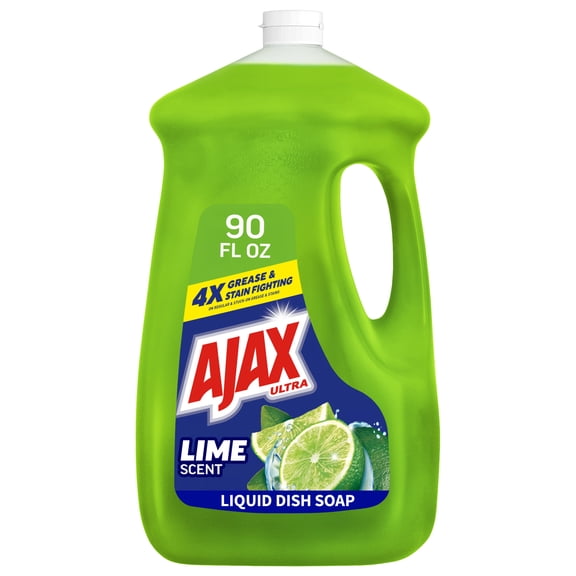 Ajax Ultra Liquid Dish Soap, Mess-Free, Easy-Flip Cap, Lime Scent with Vinegar, 90 fl oz