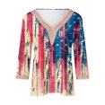 thumbnail image 3 of Feancey American Flag Shirts for Women Plus Size 3/4 Sleeve V Neck Tops Lace Hollow Out Loose Tunics July 4th Tie Dye Print Blouses Memorial Day Shirt Holiday Sales,Black,M, 3 of 5