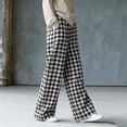 thumbnail image 6 of ClodeEU Women's Elastic Waist Plaid Wide Leg Pants,Loose Casual Trousers With Pockets ,Women's Plus L, 6 of 8
