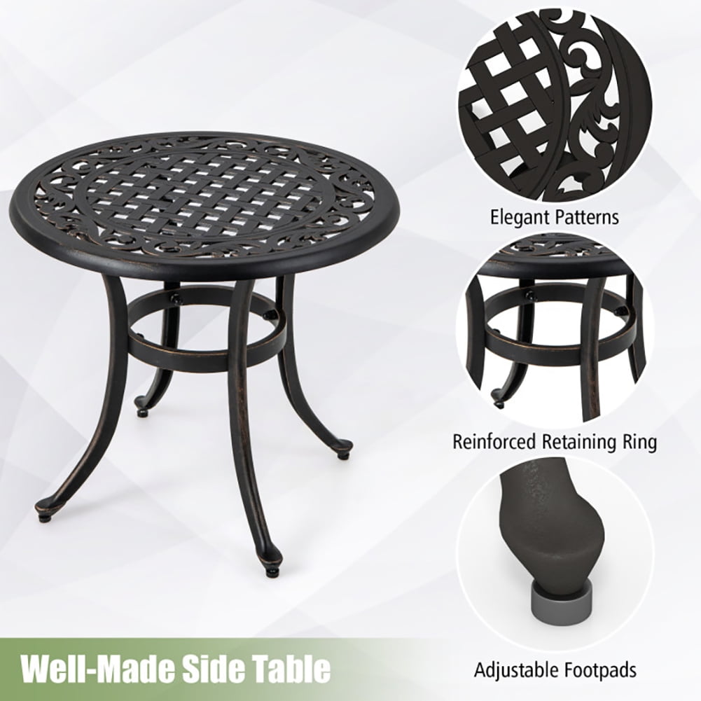 Aimee Lii 24" Patio Side Table with Adjustable Footpads for Poolside Backyard Balcony, Outdoor Patio Furniture, Brown Aimee Lii 24" Patio Side Table with Adjustable Footpads for Poolside Backyard Balcony, Outdoor Patio Furniture, Brown