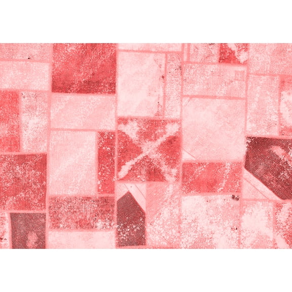 Ahgly Company Indoor Rectangle Patchwork Red Transitional Area Rugs, 2' x 4'