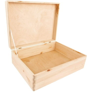 Wooden Storage Box To Decorate | 40 X 30 X 14Cm ( /- 1Cm) | With Lid | Natural Unpainted | Box Case Trunk Tool Chest | Raw And Not Sanded