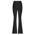 thumbnail image 4 of Flare Leggings for Women Drawstring High Waisted Flared Yoga Pants Soft Cotton Wide Leg Sweatpants Y2k Bell Bottoms A Black M, 4 of 5