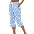thumbnail image 2 of Hilenly Cotton Capri Pants for Women Loose Fit Casual Straight Leg Drawstring Elastic Waist Cropped Pant Summer Polka Dot Pants, 2 of 6