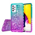 thumbnail image 2 of Compatible for Samsung Galaxy A33 5G Case, with Tempered Glass Screen Protector SOGA Diamond Liquid Quicksand Cover Cute Girl Women Phone Case - Teal / Purple, 2 of 5