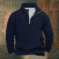 thumbnail image 4 of KaLI_Store Men's Quarter Zip Fleece Pullover Long Sleeve Casual Sweatshirts Tops with Pocket Dark Blue,4XL, 4 of 5