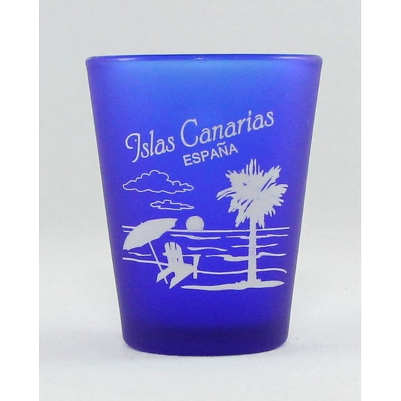 Canary Islands Spain Cobalt Blue Frosted Shot Glass