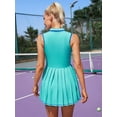 thumbnail image 3 of Attraco Women Tennis Dresses Ribbed Polo Tennis Dress Half Zip Pleated Workout Dress with Built in Shorts and Bra, 3 of 9