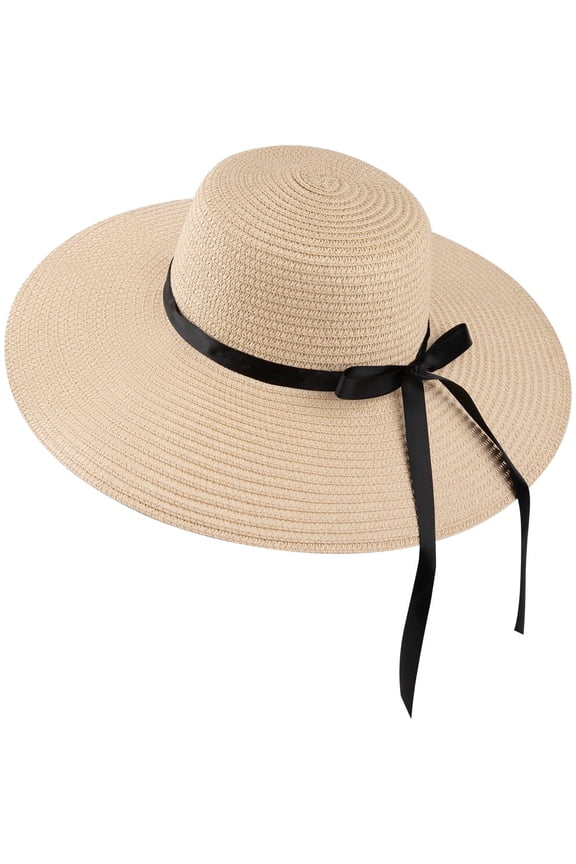 Womens Wide Brim Sun Straw Hat Beach Travel Foldable Floppy Summer Hat for Women