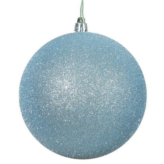 Baby Blue Glitter Drilled Ball Ornament, 3 in. - 12 per Bag