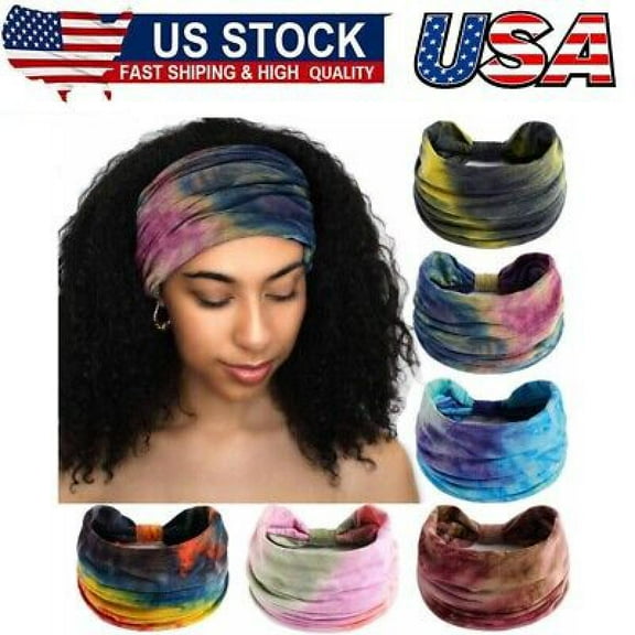 6pcs Wide Headbands Women Knotted Headband Non Slip Elastic Hair Bands Tie Dye