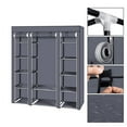 thumbnail image 6 of Wattne Portable Clothes Closet, Non-Woven Fabric Wardrobe with 1 Hanging Rod, 12 Storage Shelves, Storage Organizer, Gray, 6 of 8