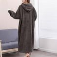 thumbnail image 4 of successthop Womens Fleece Nightgown with Hood Fuzzy Pajamas Pullover Warm Color Block Bathrobe with Pockets Brown, 4 of 6