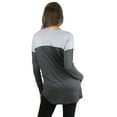 thumbnail image 3 of ToBeInStyle Women's Colorblock High-Low Top - Charcoal/Heather Grey - Small, 3 of 3