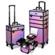 thumbnail image 2 of Byootique Rolling Makeup Train Case 3-Piece Cosmetic Organizer Kit Trolley Organizer Travel Case Lockable Salon Barber Case Traveling Cart Trunk with Wheels for Makeup Artist Trave Nail,Mermaid Pink, 2 of 9
