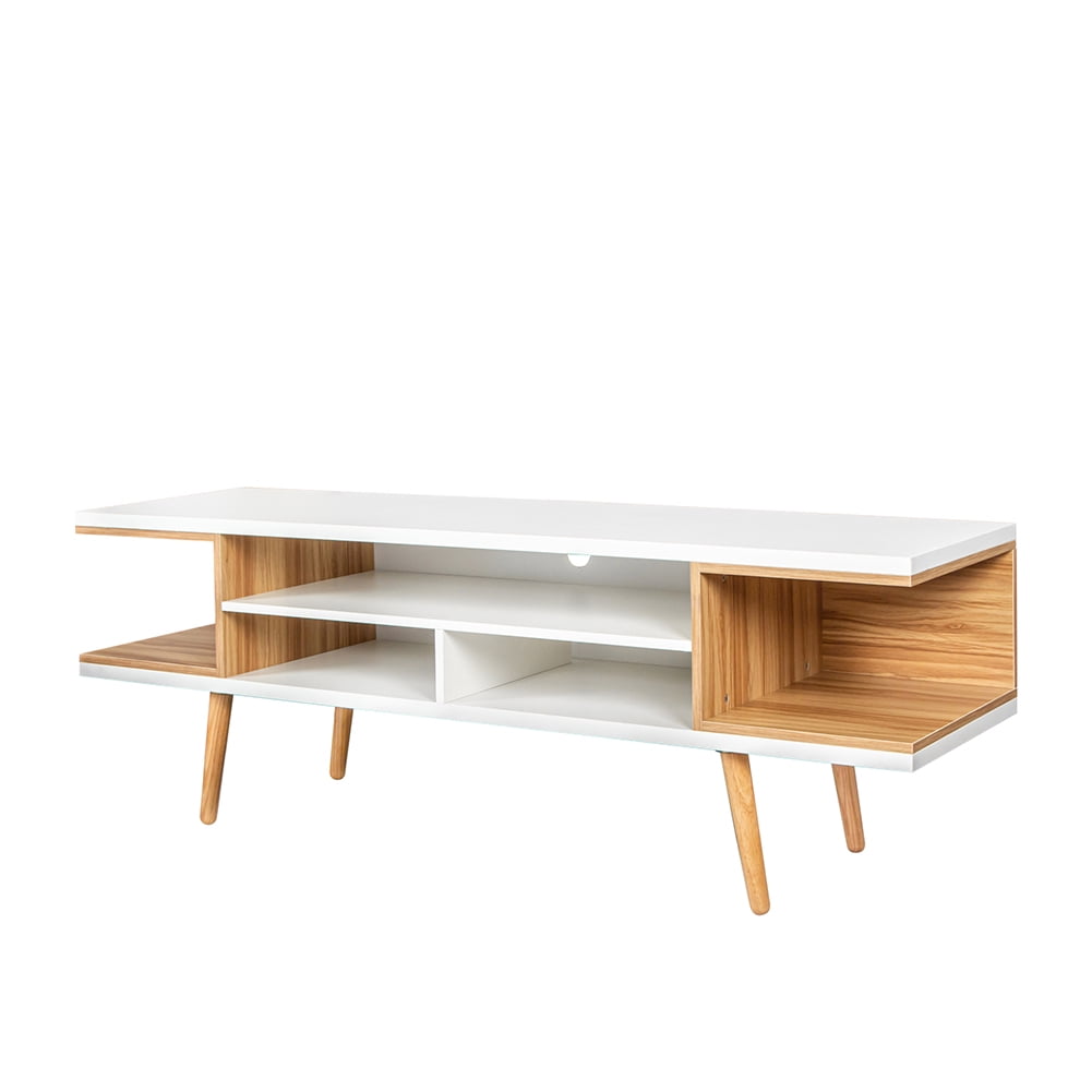 Kadyn TV Stand, Mid-Century Wood Entertainment Center with Adjustable Storage Cabinet, White TV Console for Living Room Kadyn TV Stand, Mid-Century Wood Entertainment Center with Adjustable Storage Cabinet, White TV Console for Living Room