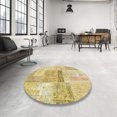 thumbnail image 3 of Ahgly Company Indoor Round Contemporary Caramel Brown Patchwork Area Rugs, 6' Round, 3 of 6