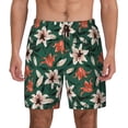 thumbnail image 2 of Picia Lilies Flowers pattern Mens Swim Trunks with Compression Liner Stretch Beach Shorts Quick Dry with Zipper Pockets No-Chafing Board Shorts-X-Large, 2 of 9