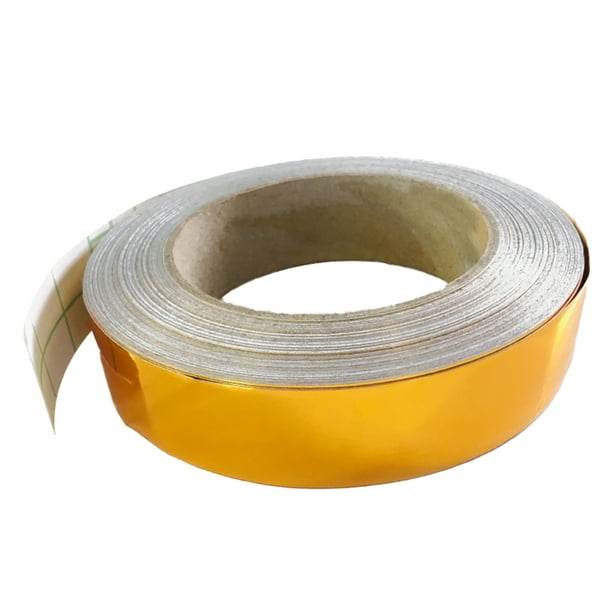 Cinta autoadhesiva para azulejos, resistente al agua, para oficina, baño, cocina, suelo, grietas, línea de costura, rollo de sellador, tira de Decoración del hogar Oro, pegamento fuerte 2 cm Toystoory HA064303-03