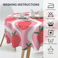 thumbnail image 4 of Strawberry Tablecloth Round Table Cloths 60 Inch Wrinkle Resistant Picnic Table Covers Washable Polyester for Holiday Kitchen Party Picnic -Pink, 4 of 6