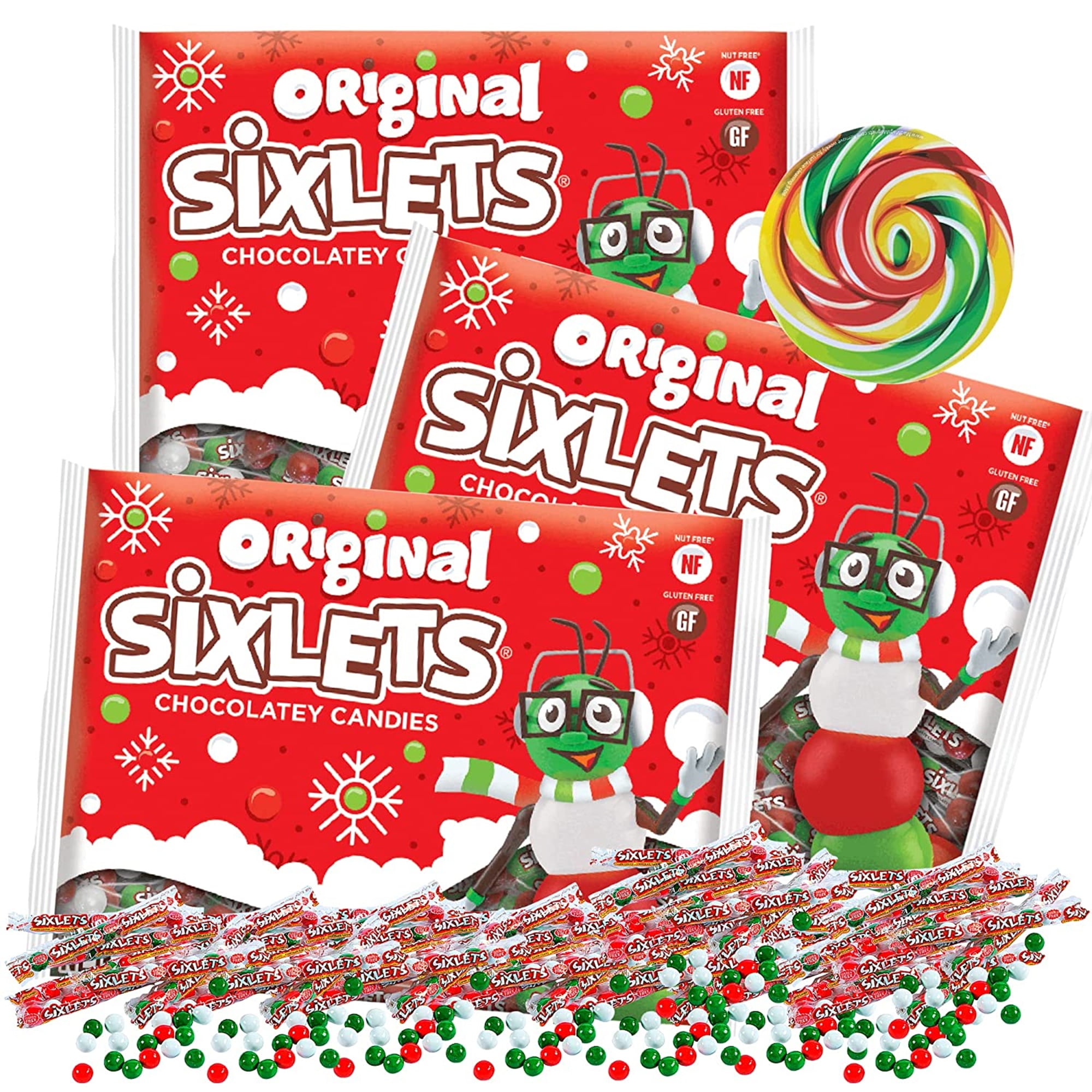 Festive Christmas Sixlets Candy Small Coated Chocolate Flavored Hard