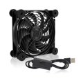 thumbnail image 1 of Ventilador de Enrutador DIY PC Cooler TV Box Enfriamiento Silencioso DC 5V USB Power Ventilador de 120 Mm con Tornillos Red Protectora, 120X120X25MM, 1 of 8