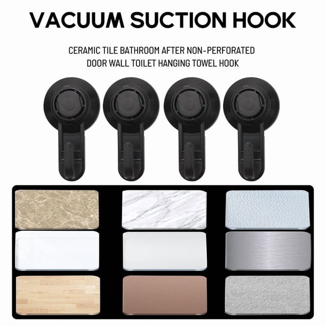 Paquete de 4 de Ventosa de VacíO, Potentes para Toallas con Ventosa para Ventana Vidrio BañO Cocina BañO Ducha, Negro