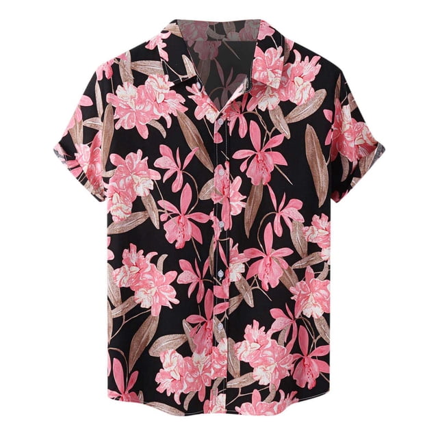 Camisa de playa de manga corta hawaiana para hombre, camisas informales con botones de verano estampadas Pompotops oipoqjl25063