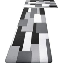 White Grey Black Kitchen Rugs and Mats Set of 2 Modern Abstract Art Cushioned Anti Fatigue Kitchen Rugs Set Geometric Non-Skid Washable Kitchen Mats for Kitchen Sink Laundry
