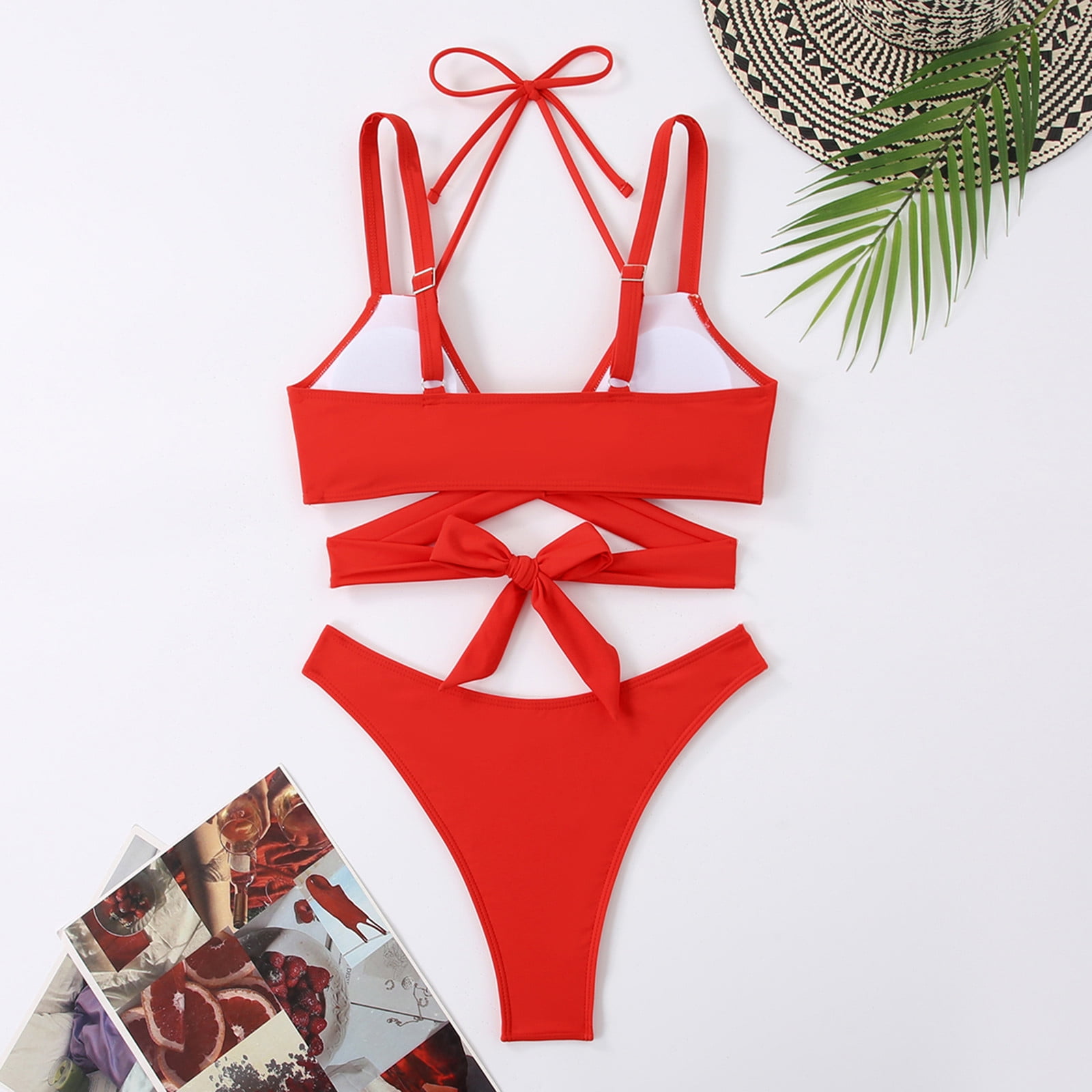 Zwiiyzr 2025 Women's Cut-out Criss Cross Bikini Swimsuit