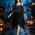 thumbnail image 6 of Halloween Witch Costume for Women, Off the Shoulder Dress, Adult Medieval Vampire Butterfly Sleeve Gothic Outfits for Halloween Cosplay Party, 6 of 8