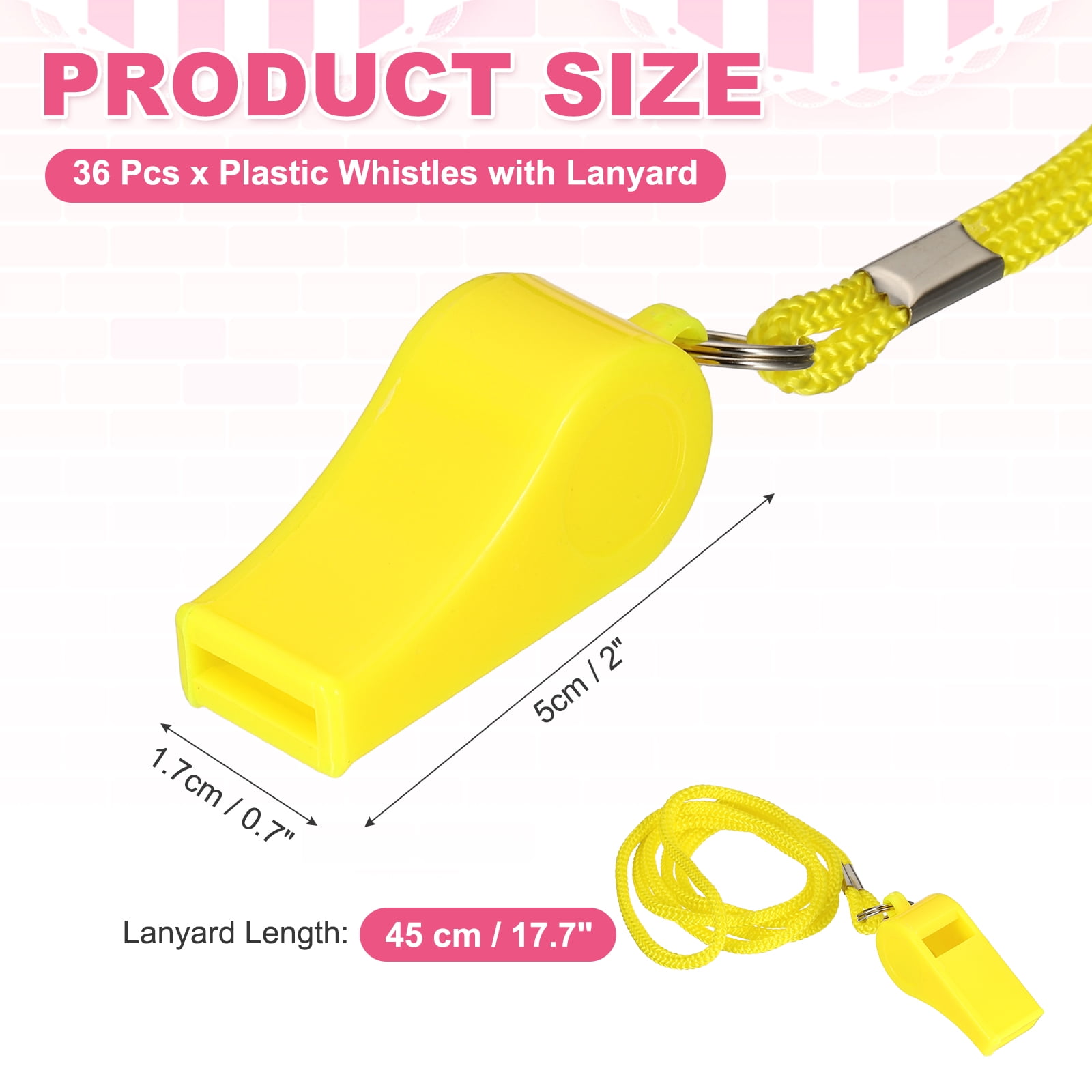 Uxcell Plastic Whistles with Lanyard, Training Sports Gather Whistles Loud Crisp Sound Colorful Bulk Whistle 36 Pcs & Yellow -Fitting for (Coaches/Referee/Outsides/Team Events)