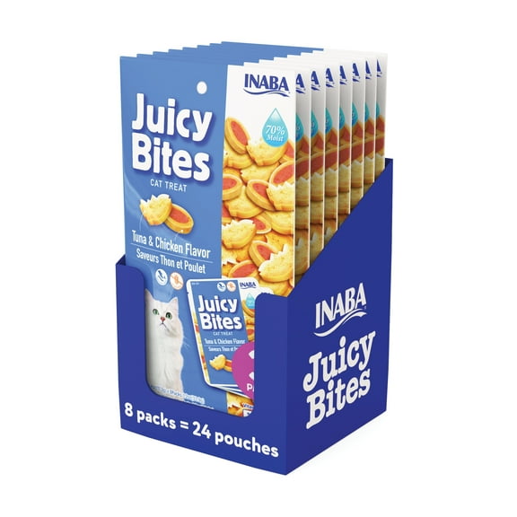 Inaba Juicy Bites Soft Moist Chewy Cat Treats, 0.4 oz Pouch, 24 Pouches, Chicken