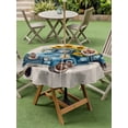 thumbnail image 5 of Outdoor Tablecloth with Umbrella Hole Zipper Blue Truck Yellow Sunflower Round Tablecloth 54" Waterproof Outside Table Cloth Summer Botanical Grey Plaid Patio Table Cover Tablecloths for Picnic Party, 5 of 8