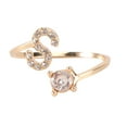 thumbnail image 1 of 1 Pce Bague Incrustée de Strass Initiale Bague de Doigt Bijou de Mode (Doré), 1 of 8