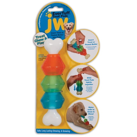 Pet Evertuff Treat Pod Nylon Dog Toy, Small, White Bone With Colored Pods Of Orange, Green, Blue