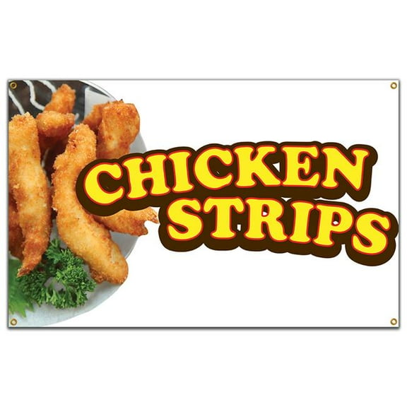 SignMission B-60 Chicken Strips19 60 in. Concession Stand Food Truck Single Sided Banner - Chicken Strips