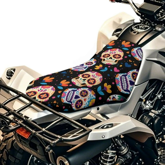 Uorisanigo ATV Seat Cover Suitable for 2014-2020 Polaris Sportsman 400 500 850 1000, Breathable Sugar Skull Print Motorcycle Seat Cover Car Accessories