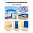 thumbnail image 3 of VEVOR Beach Cabana, 8 x 8 ft Beach Canopy with Side Wall, UPF 50+ Protection Easy Setup Cabana Tent with Sand Pockets, Adjustable Height Portable Shade Sun Shelter Umbrella for Family & Friends, Blue, 3 of 9