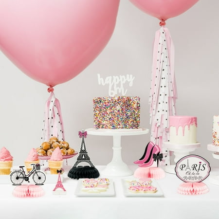 MALLMALL6 12Pcs Paris Honeycombs Centerpieces Party Pink Table Topper for Home