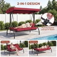 thumbnail image 6 of Pirecart 3-Person Outdoor Patio Porch Swing with Adjustable Canopy & Backrest, Convertible 2 in 1 Swing Bed for Adults, for Garden, Yard & Balcony, 6 of 10