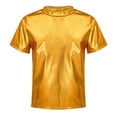 thumbnail image 2 of YONGHS Kids Girls Shiny Metallic T-Shirts Short Sleeve Dance Tops 2-18 A Gold 5-6, 2 of 7