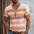 thumbnail image 2 of JAJAHO Graphic Tees Men Vintage Striped V Neck Tee Shirt Casual Summer Short Sleeve Loose Fit T-Shirts Trendy Tops, 2 of 4